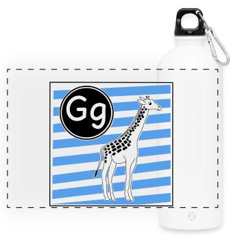 G wie Giraffe - Panorama Trinkflasche mit Karabiner 750 ml - Weiß - Vorne