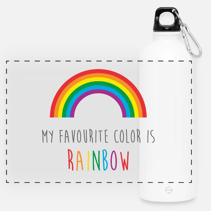 My Favorite Rainbow - Panoramic Drinks Bottle with Carabiner 750 ml - white