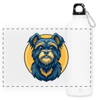 Affenpinscher Hund Kawaii Maskottchen Cartoon-Clipart - Panorama Trinkflasche mit Karabiner 750 ml - Weiß - Vorne