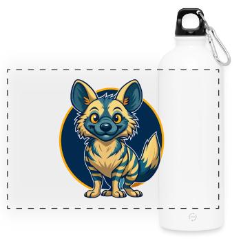 Mascotte de Aardwolf Kawaii Logo clipart Logo - Gourde panoramique avec mousqueton 750 ml - blanc - Devant