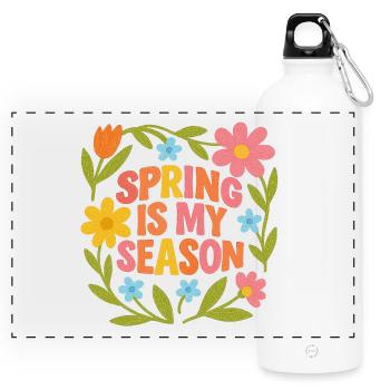 Spring is my favorite time of the year - Panoramic Drinks Bottle with Carabiner 750 ml - white - Front