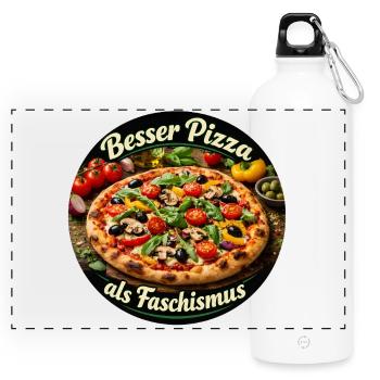 Meilleure pizza que fascisme - Gourde panoramique avec mousqueton 750 ml - blanc - Devant