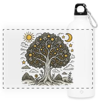 Arbre de vie - Gourde panoramique avec mousqueton 750 ml - blanc - Devant