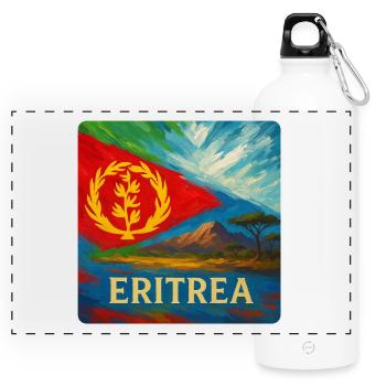 Eritrea Travel Design - Panoramic Drinks Bottle with Carabiner 750 ml - white - Front
