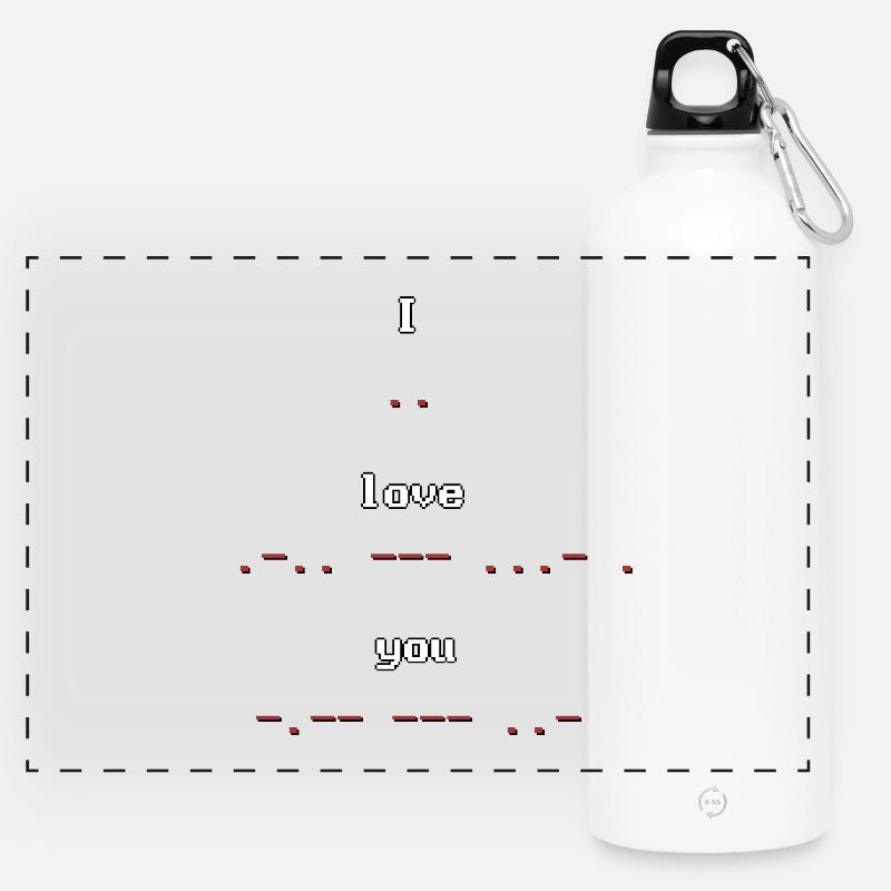 Code Morse rétro pixel art Je t’aime - Gourde panoramique avec mousqueton 750 ml - blanc