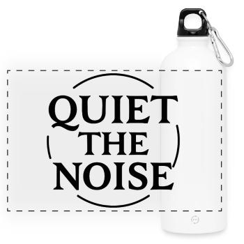 Quiet the Noise Statement in a Circle for Focus - Panoramic Drinks Bottle with Carabiner 750 ml - white - Front