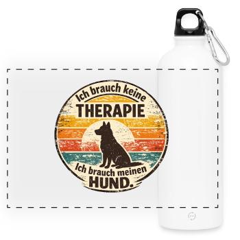 Hund statt Therapie Retro-Print - Panorama Trinkflasche mit Karabiner 750 ml - Weiß - Vorne