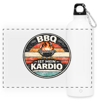 Emblème rétro BBQ Cardio - Gourde panoramique avec mousqueton 750 ml - blanc - Devant