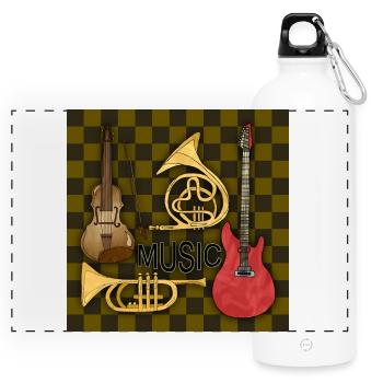 Musikinstrumente - Panorama Trinkflasche mit Karabiner 750 ml - Weiß - Vorne