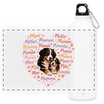 Berner Sennenhund Mama – Muttertag Hundeliebe - Panorama Trinkflasche mit Karabiner 750 ml - Weiß - Vorne