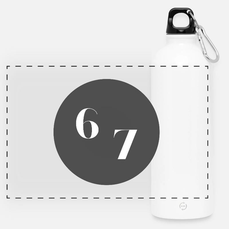 6 7 Logo – Minimalist Trend Design - Panoramic Drinks Bottle with Carabiner 750 ml - white