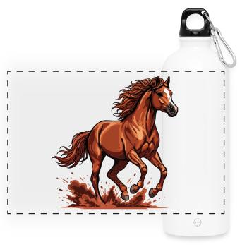 Cheval Alezan arabe Galop Force Équestre Énergie - Gourde panoramique avec mousqueton 750 ml - blanc - Devant