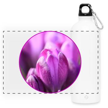 Crocus Crocus Fleurs violettes Crocus Bourgeon de crocus - Gourde panoramique avec mousqueton 750 ml - blanc - Devant