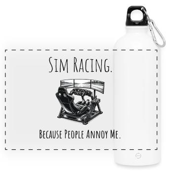 Lustiges Sim-Racing-Geschenk – Real Simulator E-Sports - Panorama Trinkflasche mit Karabiner 750 ml - Weiß - Vorne