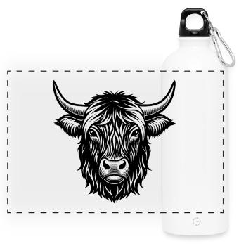 Highland Cow - Panoramic Drinks Bottle with Carabiner 750 ml - white - Front