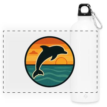 Fille qui aime les dauphins – Chemise Animal de l’Océan - Gourde panoramique avec mousqueton 750 ml - blanc - Devant