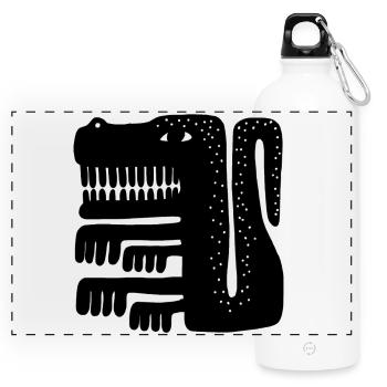 Tribal Geometric Spirit Animal Silhouette - Panoramic Drinks Bottle with Carabiner 750 ml - white - Front