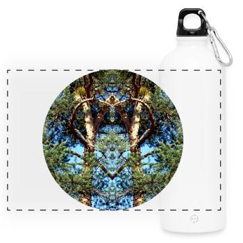 Cœur du Mandala de la Nature dans l’Arbre - Gourde panoramique avec mousqueton 750 ml - blanc - Devant