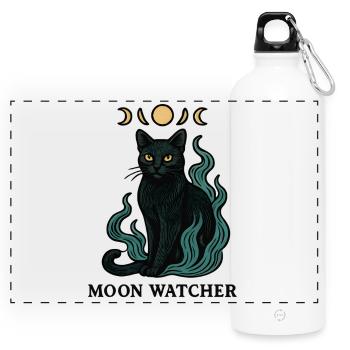 Moon Guardian Cat Picture - Panoramic Drinks Bottle with Carabiner 750 ml - white - Front