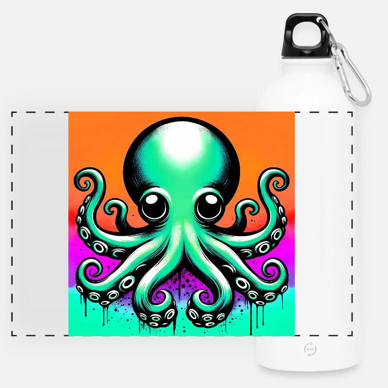 Octopus - Panoramic Drinks Bottle with Carabiner 750 ml - white