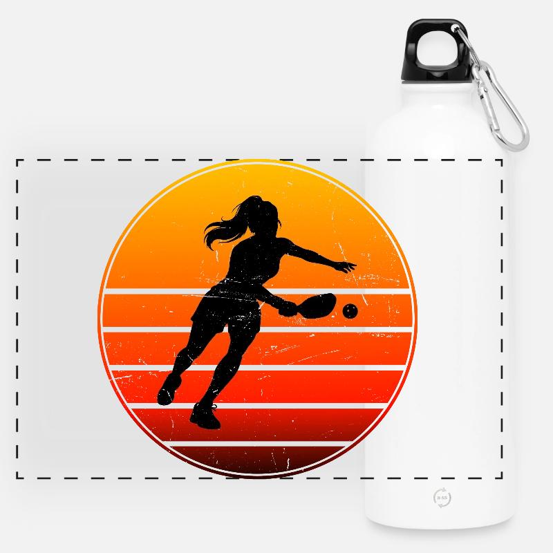 Conception d’athlète de pickleball pour les fans de matchs de pickleball - Gourde panoramique avec mousqueton 750 ml - blanc