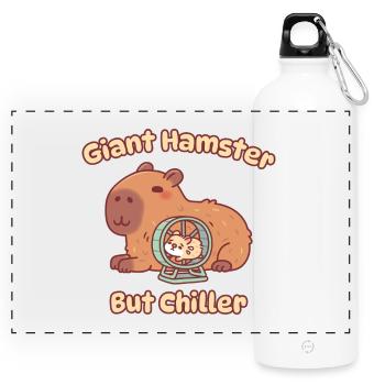 Cute Capybara Giant Hamster But Chiller - Panoramic Drinks Bottle with Carabiner 750 ml - white - Front