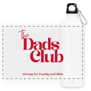 Le Club des Papas, lettres rouges - Gourde panoramique avec mousqueton 750 ml - blanc - Devant