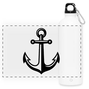 Sticker Autocollant pour Voiture ancre de bateau  - Gourde panoramique avec mousqueton 750 ml - blanc - Devant