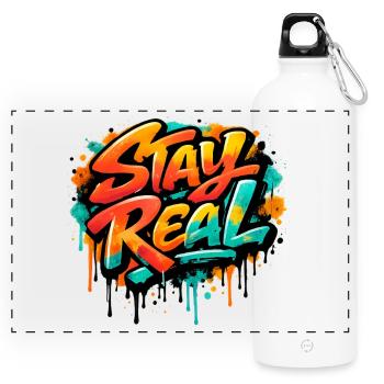 Stay_Real - Panorama Trinkflasche mit Karabiner 750 ml - Weiß - Vorne