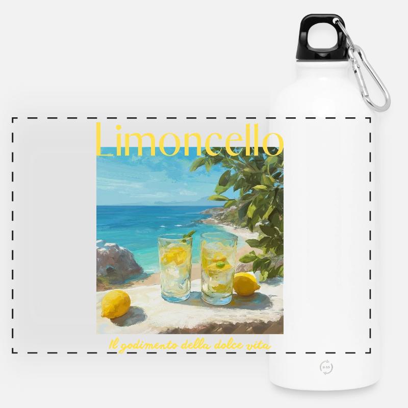 Limonecello am Strand - Panorama Trinkflasche mit Karabiner 750 ml - Weiß