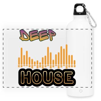 Deep House. - Panorama Trinkflasche mit Karabiner 750 ml - Weiß - Vorne