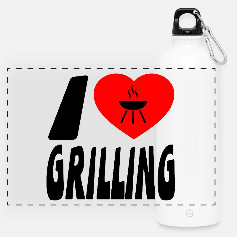 Grillen - Panorama Trinkflasche mit Karabiner 750 ml - Weiß
