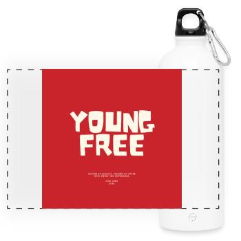Jeune Libre — Bold Typography - Panoramic Drinks Bottle with Carabiner 750 ml - white - Front
