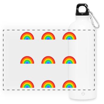 Rainbow Pattern - Happy Pride - Panoramic Drinks Bottle with Carabiner 750 ml - white - Front