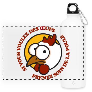 Prenez soin de la poule 1 - Panorama Trinkflasche mit Karabiner 750 ml - Weiß - Vorne