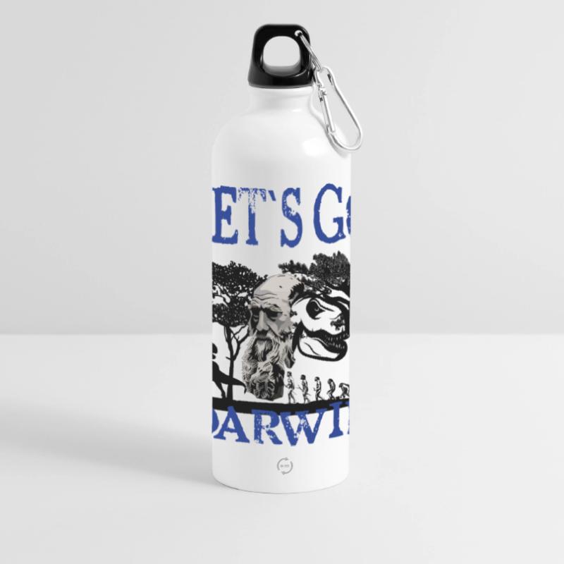 Charles Darwin Evolution textile Geschenkidee Panorama Trinkflasche mit Karabiner 750 ml