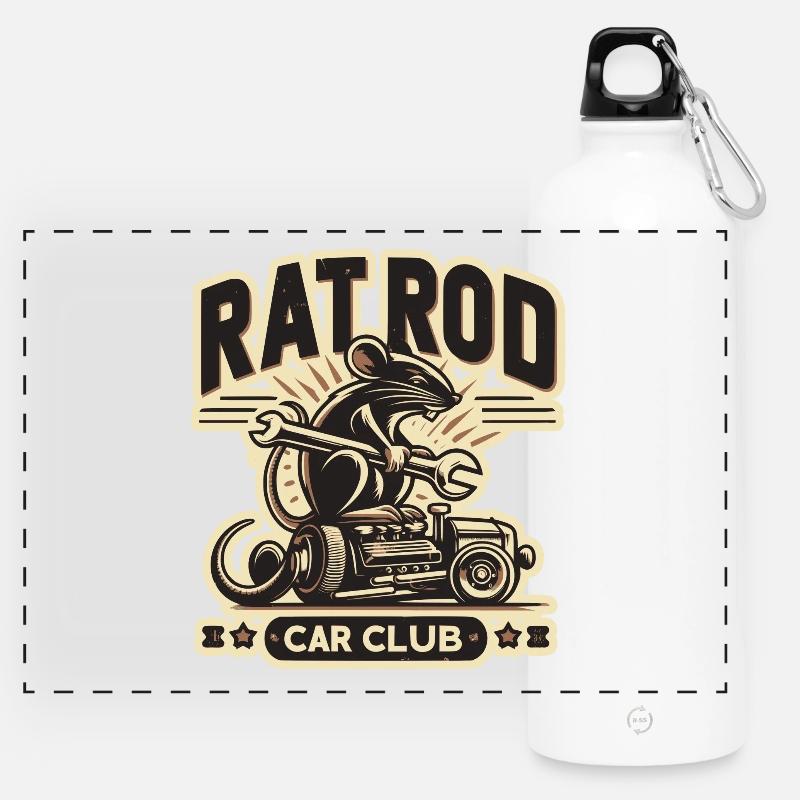 Ratsking Ratlook Shirt – Rustic Custom Style - Panoramic Drinks Bottle with Carabiner 750 ml - white