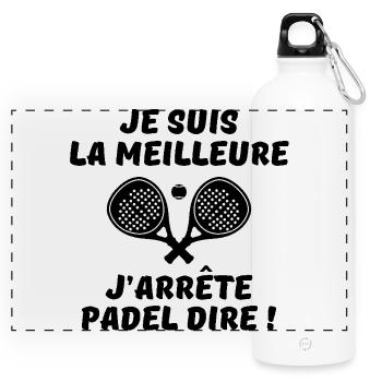Padel, padel fan, racquet sport - Panoramic Drinks Bottle with Carabiner 750 ml - white - Front