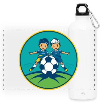 Fußball F-Jugend - Panorama Trinkflasche mit Karabiner 750 ml - Weiß - Vorne