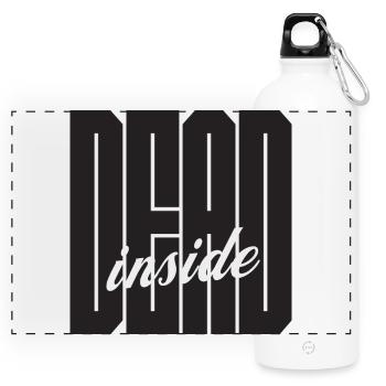 Dead Inside fettes Logo - Panorama Trinkflasche mit Karabiner 750 ml - Weiß - Vorne