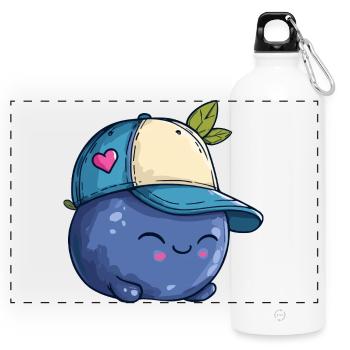 Kawaii Blaubeere mit Cap - Panorama Trinkflasche mit Karabiner 750 ml - Weiß - Vorne