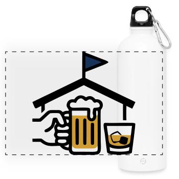 Loch 19 Clubhaus Bier Golfclub Herrenausflug - Panorama Trinkflasche mit Karabiner 750 ml - Weiß - Vorne