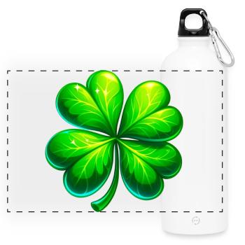 Four-leaf clover - Panoramic Drinks Bottle with Carabiner 750 ml - white - Front