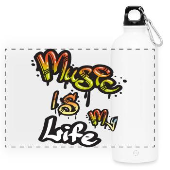 Music Is Life Graffiti - Gourde panoramique avec mousqueton 750 ml - blanc - Devant