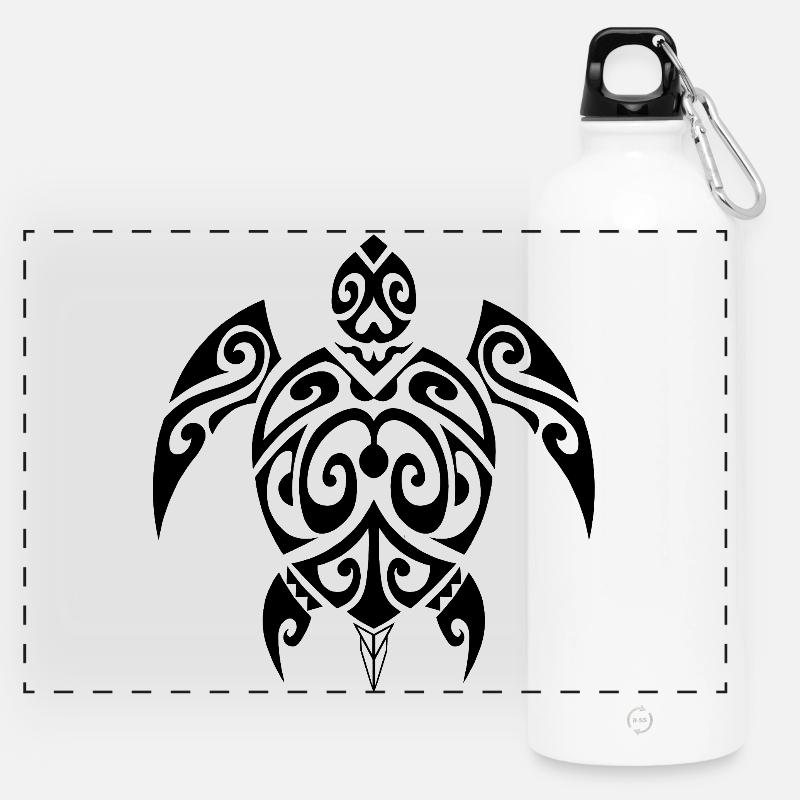 Turtle-2-black - Panoramic Drinks Bottle with Carabiner 750 ml - white