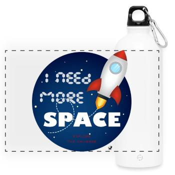 Fusée spatiale dans une illustration cercle bleu - Gourde panoramique avec mousqueton 750 ml - blanc - Devant