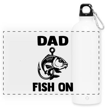 dad_fish_on - Panoramic Drinks Bottle with Carabiner 750 ml - white - Front