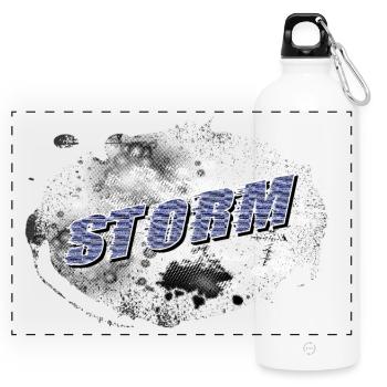 STORM Sturm mit Hintergrund - Panorama Trinkflasche mit Karabiner 750 ml - Weiß - Vorne