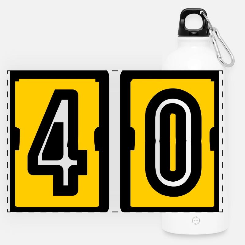 40. 40 ANS. 40e ANNIVERSAIRE. ANNIVERSAIRE 40 ANS. - Gourde panoramique avec mousqueton 750 ml - blanc