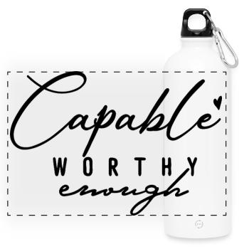 Capable Assez Digne – Amour de soi et motivation - Gourde panoramique avec mousqueton 750 ml - blanc - Devant